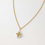 Regal Baroque Square: Majestic Freshwater Pearl shamrock pattern Necklace Gold-Plated