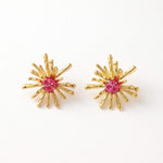 Petite Fleur Elegance: French Vintage Crystal Flower Stud Earrings Gold-Plated